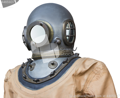 Image of Old Vintage suit of a diver isolated on white background