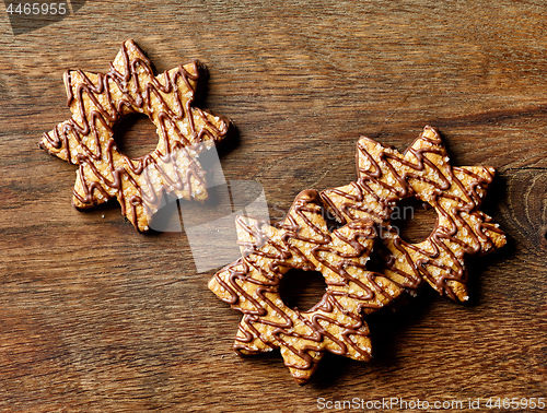 Image of christmas cookies decorated with chocolate