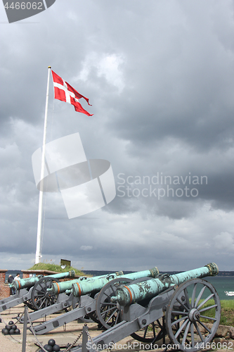 Image of Cannons outside  Kronborg castle pointing at Øresund