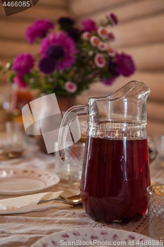 Image of Decorated table with jug of juice