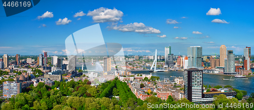 Image of View of Rotterdam city and the Erasmus bridge