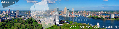 Image of View of Rotterdam city and the Erasmus bridge