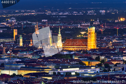 Image of Night aerial view of Munich, Germany