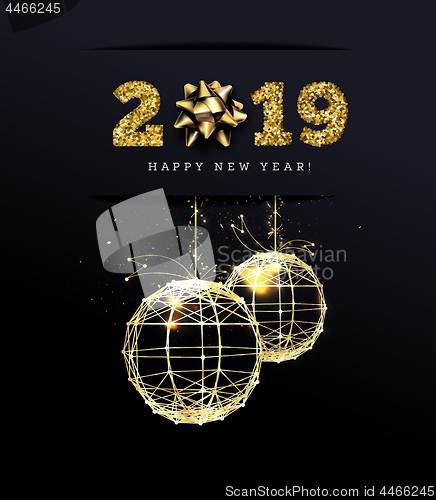 Image of Congratulations on the 2019 happy new year. Holiday Gifts. Vector