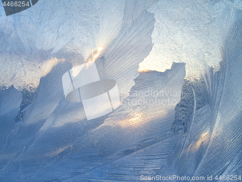 Image of Beautiful ice pattern and sunlight