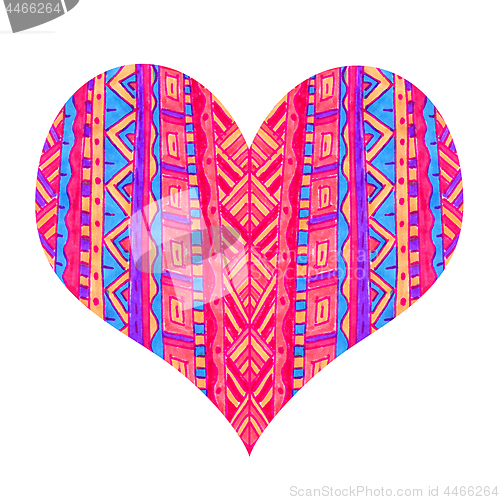 Image of Bright heart with abstract pattern on white background