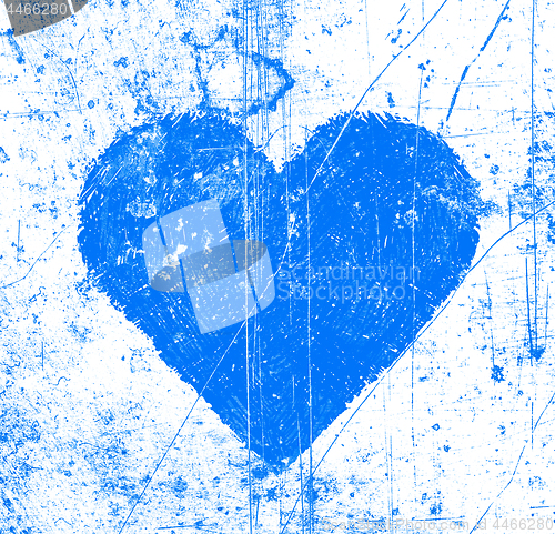 Image of Abstract scratches background with blue love symbol 