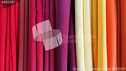 Image of Bright multicolored background of fabrics