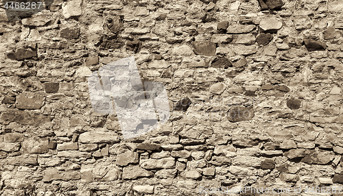 Image of Ancient wall with stones, cobblestones and bricks