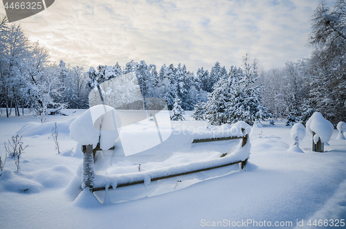 Image of Snow-covered landscape in the countryside. Viitna, Estonia