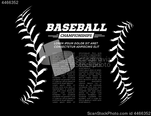 Image of Baseball ball text frame on black background. Vector