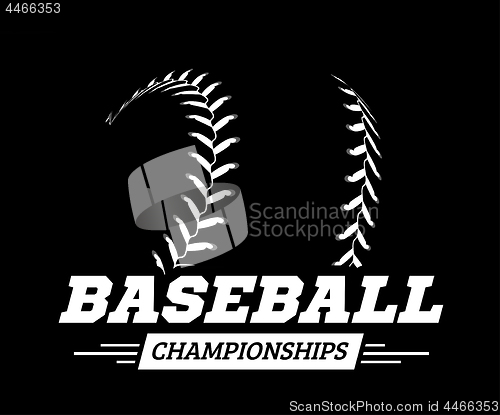 Image of Baseball ball on black background. Vector illustration