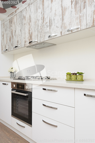 Image of Modern white kitchen interior