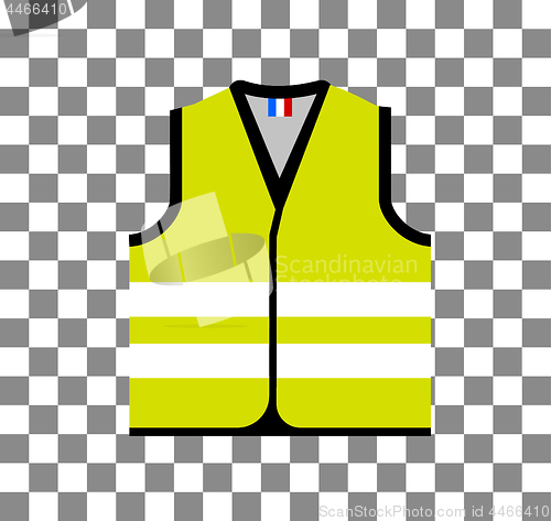 Image of Yellow vest, as a symbol of protests in France against rising fuel prices. Yellow jacket revolution. Vector illustration on checkered background