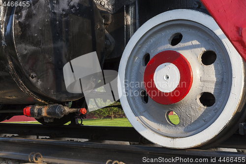 Image of old steam locomotive close-up