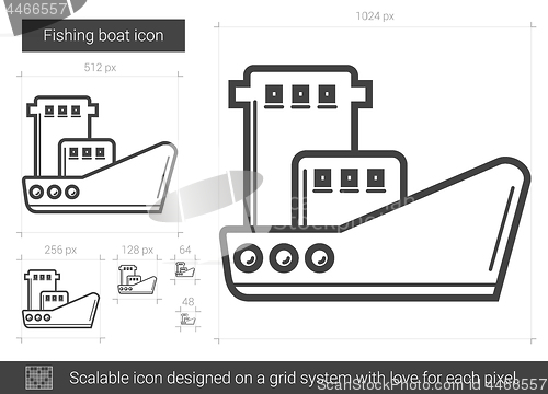 Image of Fishing boat line icon.