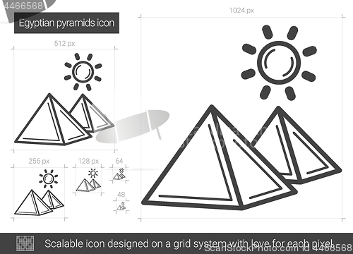 Image of Egyptian pyramid line icon.