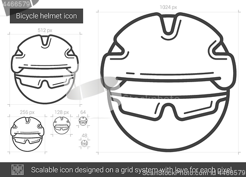 Image of Bicycle helmet line icon.