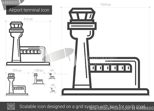Image of Airport terminal line icon.