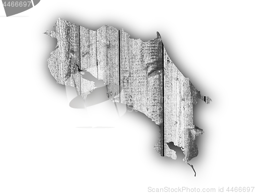 Image of Map of Costa Rica on weathered wood