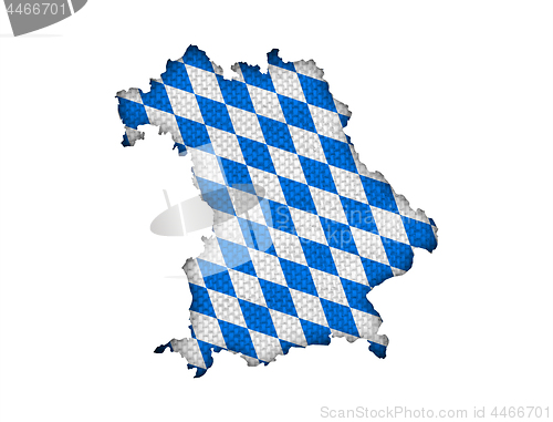 Image of Map and flag of Bavaria on old linen