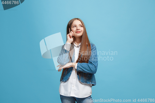 Image of Young serious thoughtful teen girl. Doubt concept.