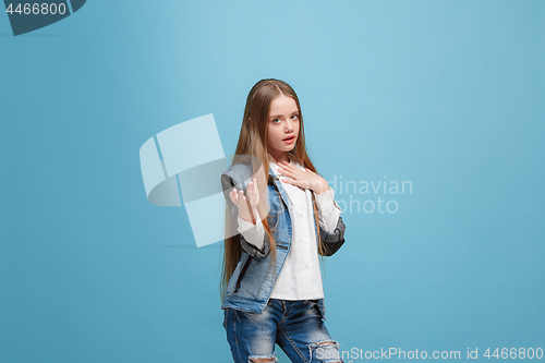 Image of Young serious thoughtful teen girl. Doubt concept.