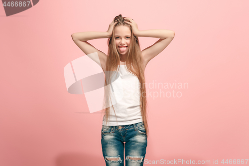 Image of The squint eyed teen girl with weird expression