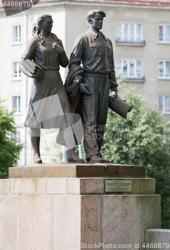 Image of Sculptures on the Green bridge in Vilnius