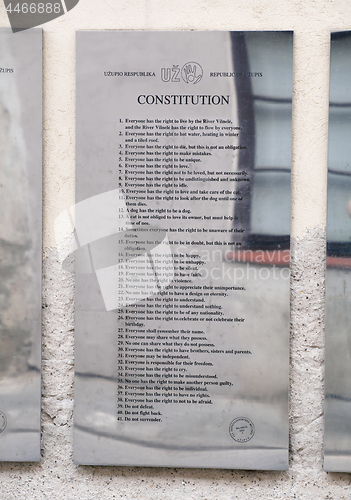 Image of Constitution of Uzupis in Vilnius, English language
