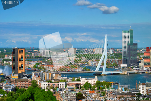 Image of View of Rotterdam city and the Erasmus bridge