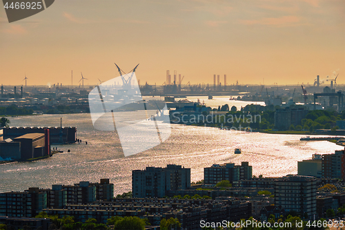 Image of View of Rotterdam port and Nieuwe Maas river