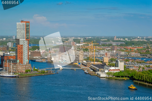 Image of View of Rotterdam city and Nieuwe Maas river 