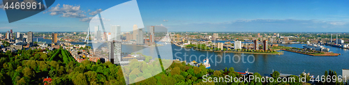 Image of View of Rotterdam city and the Erasmus bridge