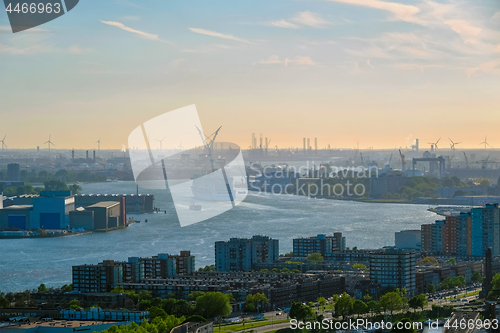 Image of View of Rotterdam city and Nieuwe Maas river