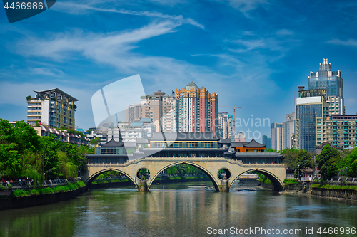 Image of Anshun bridge at day. Chengdu, China