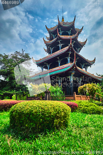 Image of Wangjiang Pavilion in Wangjianglou park. Chengdu, Sichuan, China