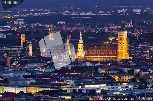 Image of Night aerial view of Munich, Germany