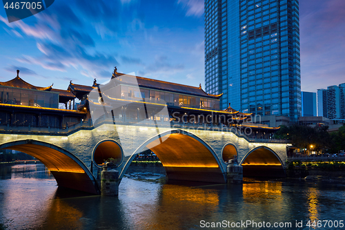 Image of Anshun bridge at night, Chengdu, China