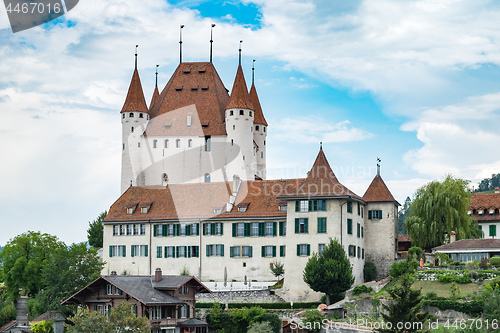 Image of View to famous castle Thun in Swiss