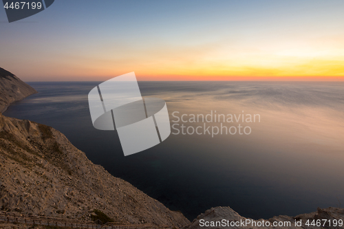 Image of Evening landscape, mountains, sea sunset, Anapa, Russia