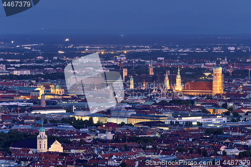 Image of Night aerial view of Munich, Germany