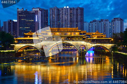 Image of Anshun bridge at night, Chengdu, China