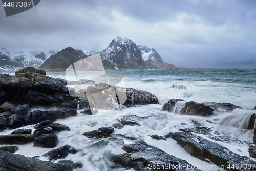 Image of Rocky coast of fjord in Norway