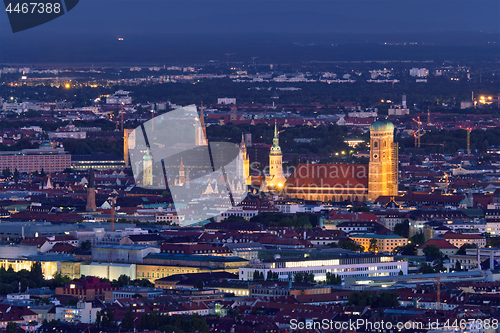 Image of Night aerial view of Munich, Germany