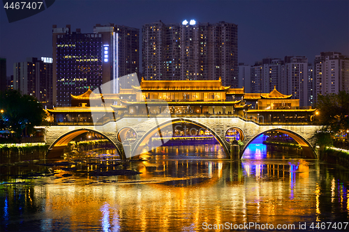 Image of Anshun bridge at night, Chengdu, China