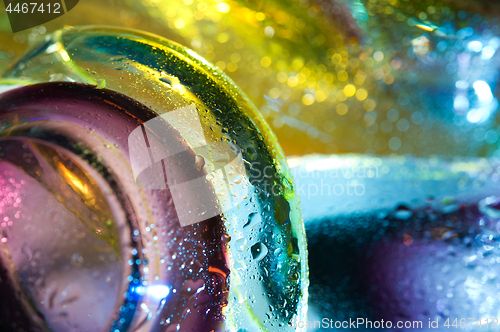 Image of Bright colorful abstract background. Glass and drops of water.