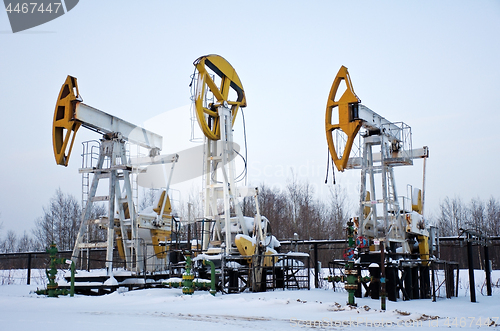 Image of stopped pumpjacks