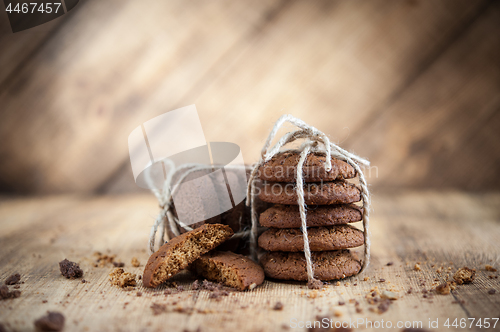 Image of Various shortbread, oat cookies, chocolate chip biscuit.