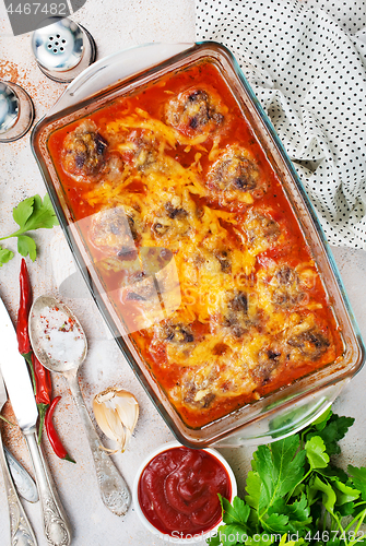 Image of baked meatballs with sauce